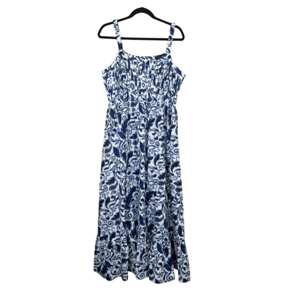 Cleobella Blue and White Patterned Maxi Dress fit and flare size medium
